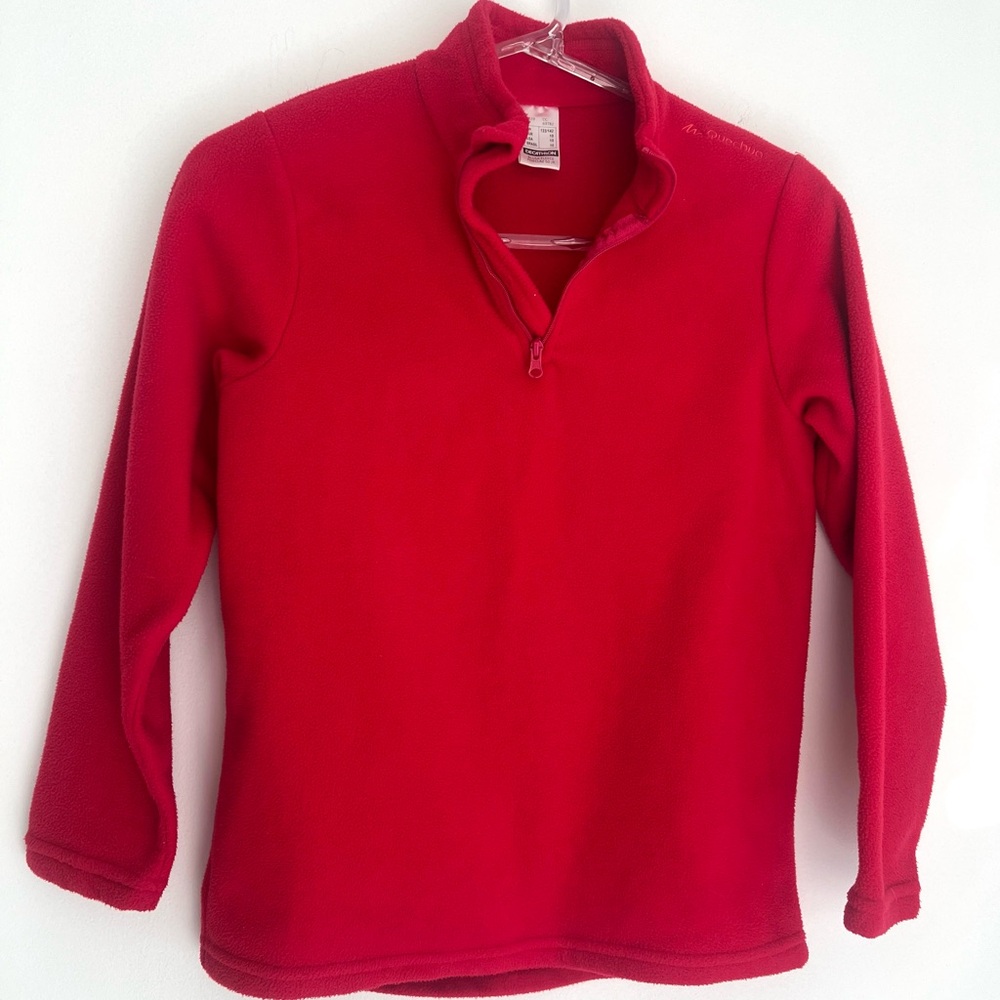 Kids red quarter zip long sleeve fleece